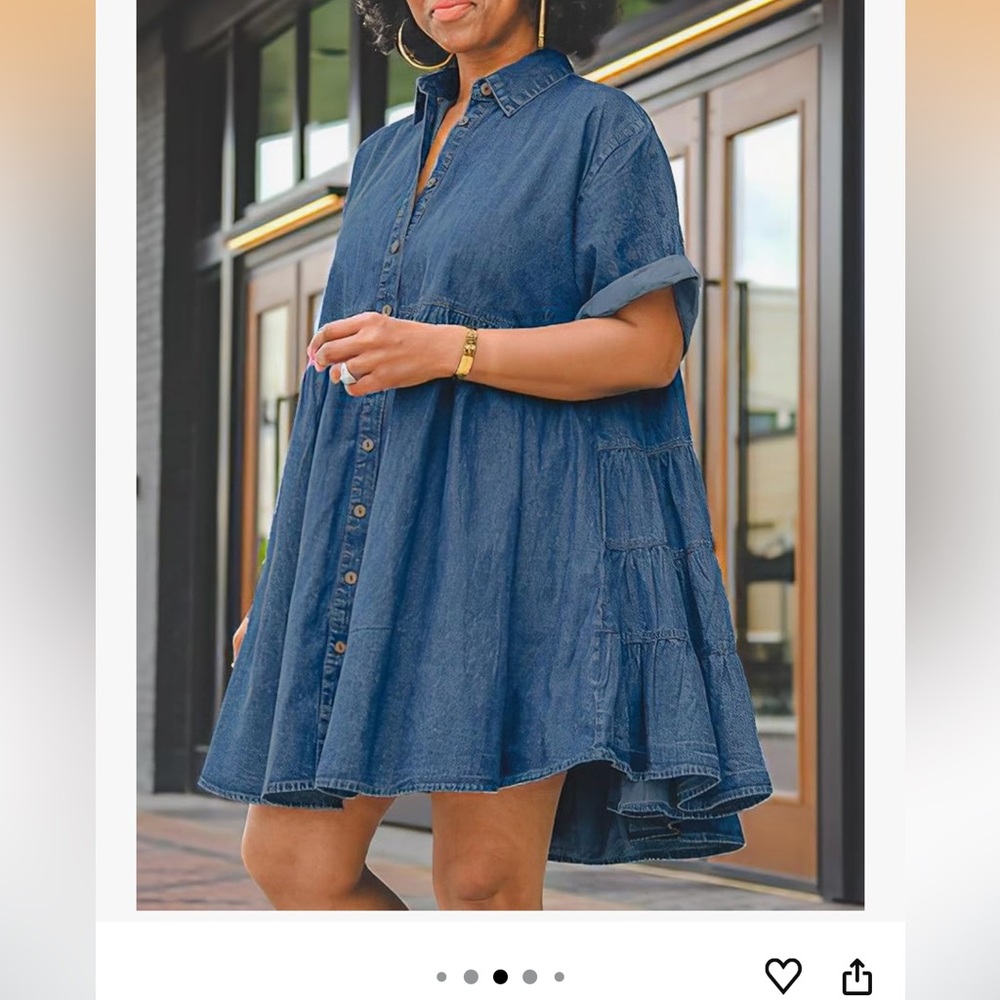 They Look Casual Denim Button-Up Dress - Picture 3 of 8